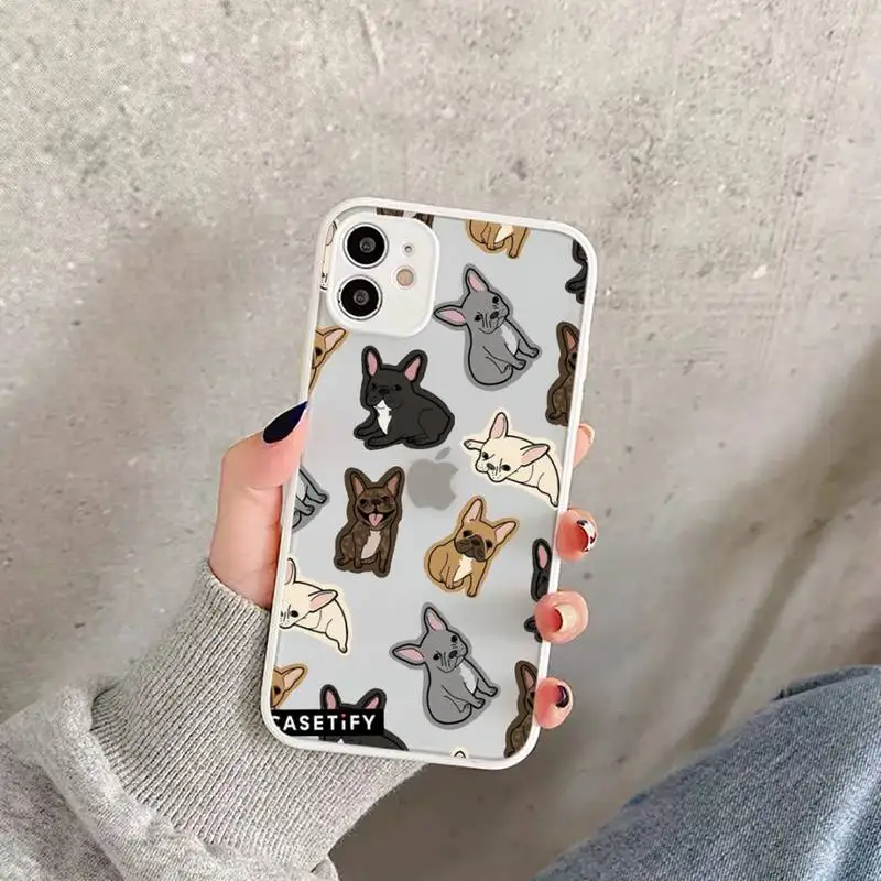

Hot French Bulldog Dog Phone Case Matte Transparent for iPhone 11 12 7 8 s mini pro X XS XR MAX Plus funda