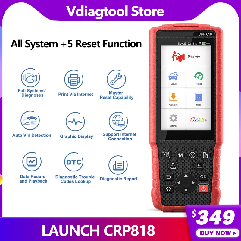 Launch X431 OBD2 сканер CRP818 считыватель кодов полная система диагностический