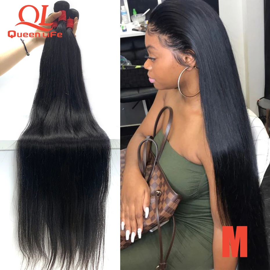 Queenlife 8-30 дюймов 32 34, 36, 38, 40 дюймов Пряди шелковистые прямые перуанские человеческие волосы пряди волосы Remy(с чешуйками в одном направлении), длинные волосы 1/3/4 шт