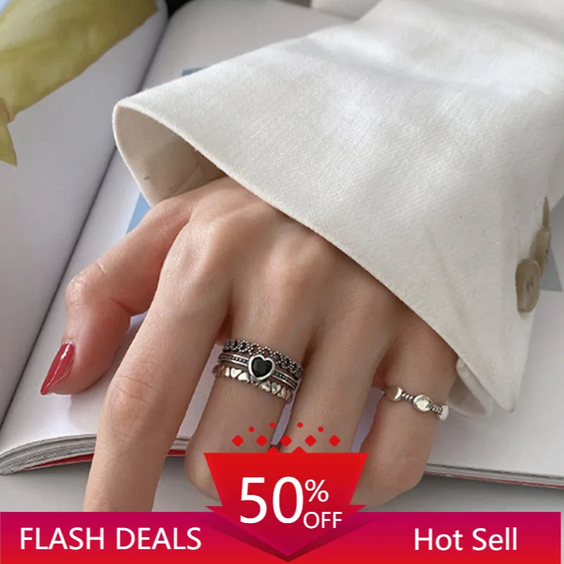 

Новинка 2021, лидер продаж, кольца для женщин, парные винтажные модные Многослойные тайские ювелирные изделия с любовным сердцем, подарки для ...