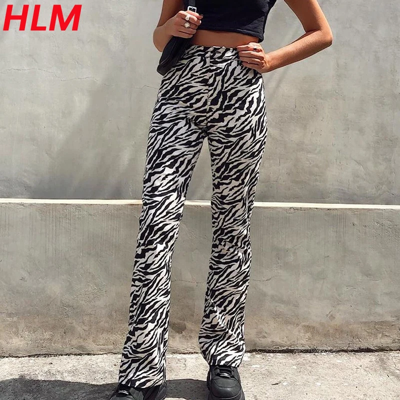 

HLM Leopard Print Sexy High-Waisted Straight Trousers Autumn Women New Fashion Casual Wide Leg Pants Female Pants