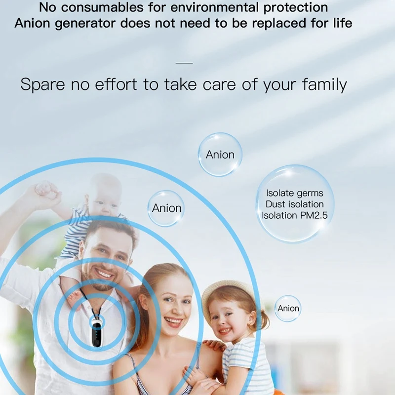 

Hanging Neck Air Purifier Fashion Personal Wearable Purifier Mini Portable Negative Ion Generator