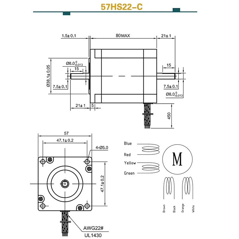 Shaft diameter 8mm stepper motor 57HS21A 57HS22-A 57HS-C 2-phase 2.1/2.2 N.m length 76/80mm J19279 | Обустройство дома