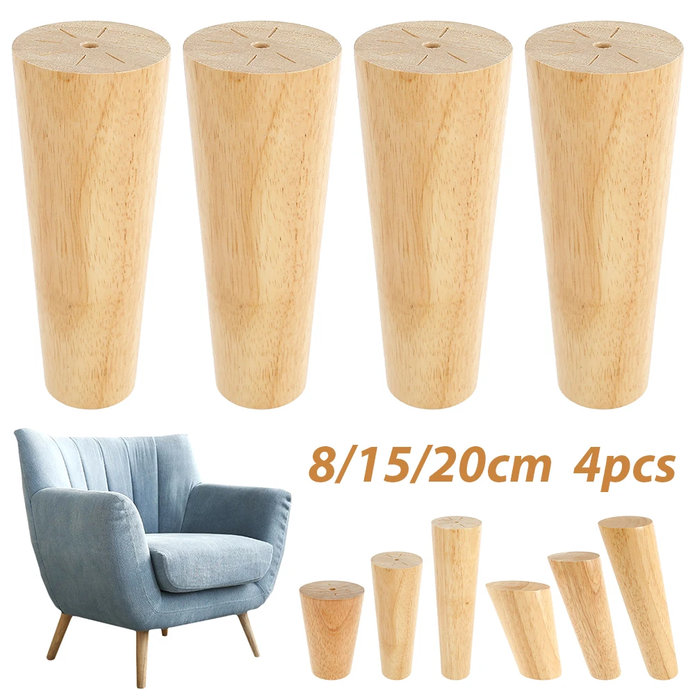 

4pcs Solid Wood Furniture Legs 8cm 15cm 20cm Inclined Cone Sofa Bed Cabinet Table and Chair Replacement Feet Sloping Feet