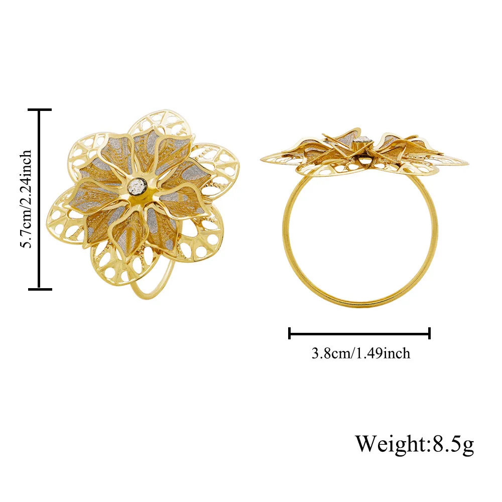 

Hollow Out Flower Napkin Ring Holder Metal Napkin Rings for Wedding Party Holiday Banquet Dinner Delicate Serviette Buckles