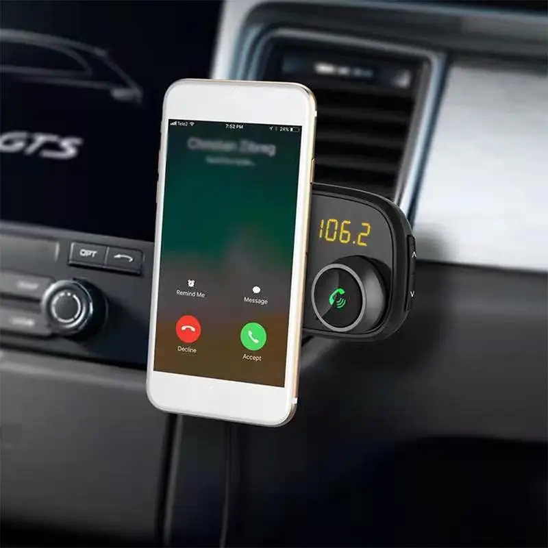 

Black T16 Wireless Handsfree FM Transmitter MP3 Player Double USB Charger Car Kit