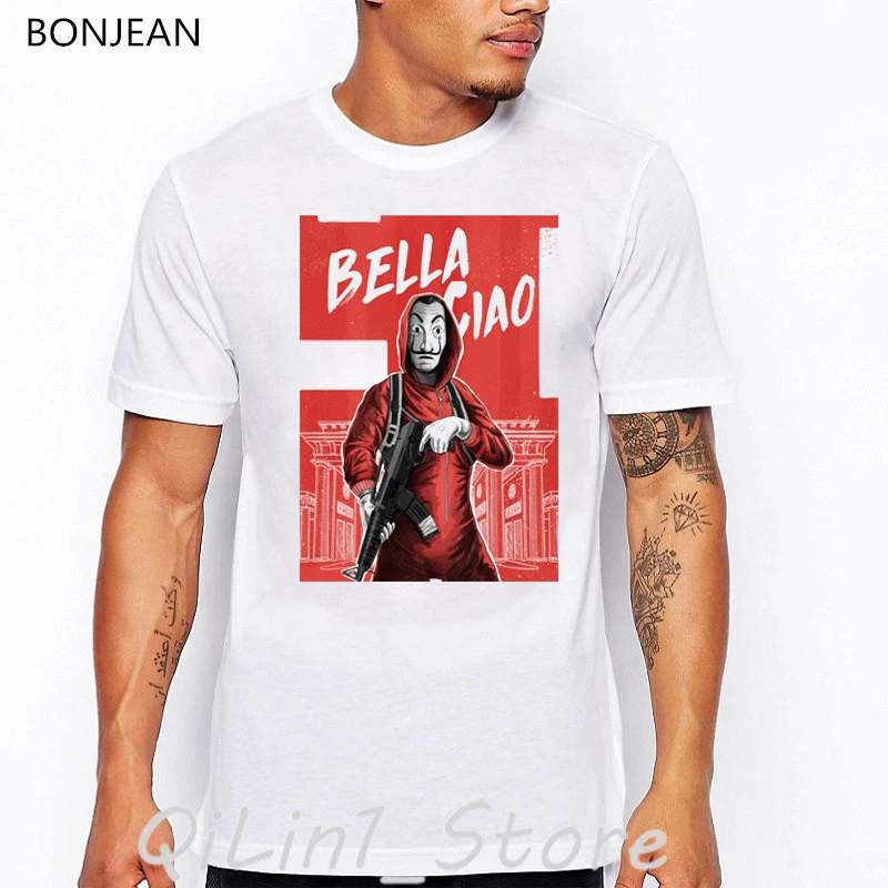 Новое поступление 2019 Забавные футболки мужские с надписью Casa De Papel Мужская