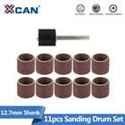 Набор шлифовальных барабанов XCAN 12,7 мм, 11 шт., шлифовальные ленты 100 грит для Dremel, вращающиеся аксессуары, абразивные инструменты