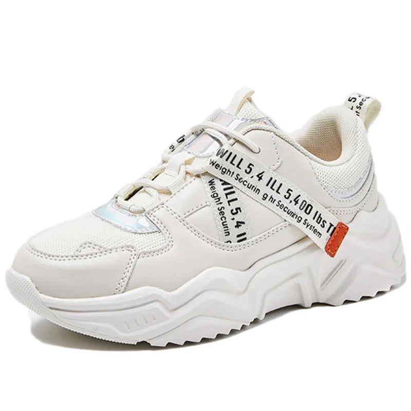 COVIBESCO/Новинка; сезон весна-лето; удобные дышащие туфли на плоской подошве; классические повседневные женские кроссовки на плоской платформе - Цвет: Бежевый