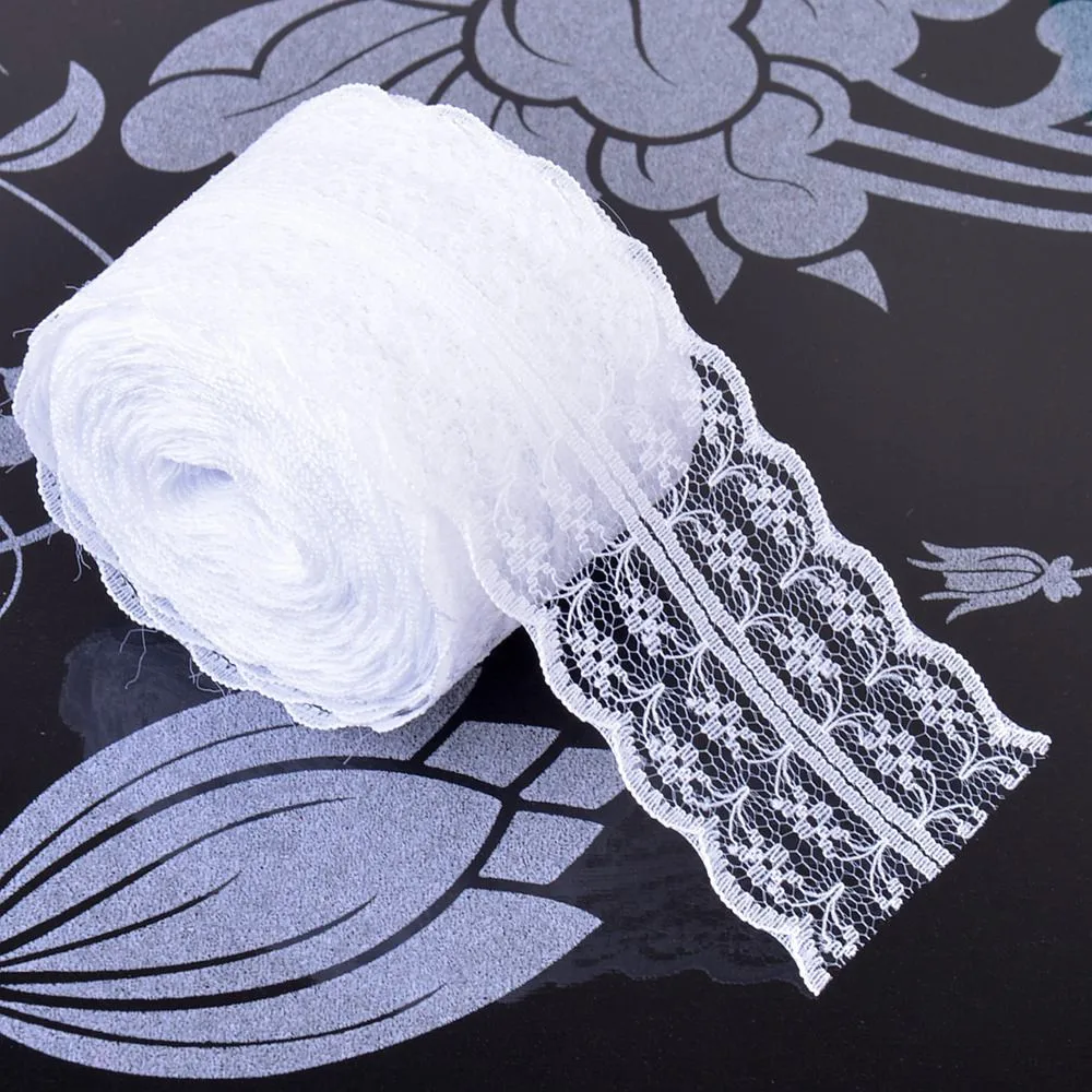 

10 Meters/roll High Quality Beautiful White Lace Ribbon Tape 4.5 cm Lace Trim DIY Embroidery For Sewing Decoration Hot Sold