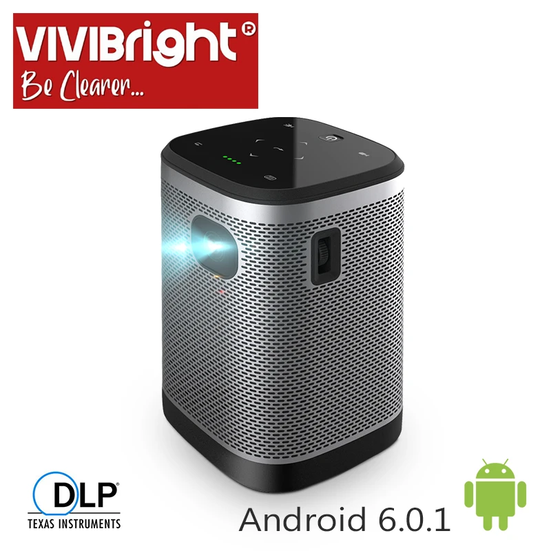 Портативный проектор VIVIBRIGHT L2 аккумулятор 12000 мА · ч на Android 6 0 (1 Гб + 8 ГБ) Hi Fi динамик