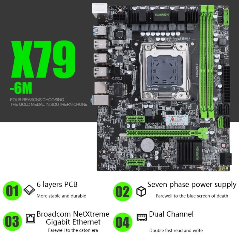 Huananzhi X79 материнская плата LGA 2011 USB3.0 SATA3 поддержка регистровая и ecc-память памяти и процессор Xeon E5 материнская плата