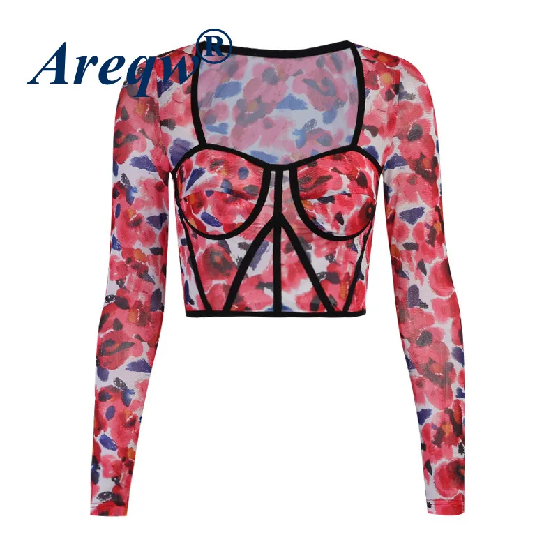 

Floral Printed Top Women's 2021 Fashion Personality Slim Short Top