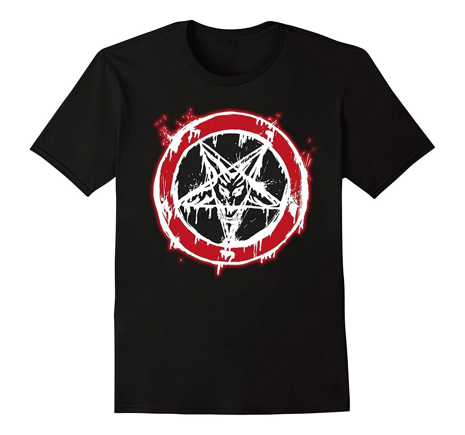 Мужская футболка Baphomet с пентаграммой и изображением крови 666 головы козы сатаны