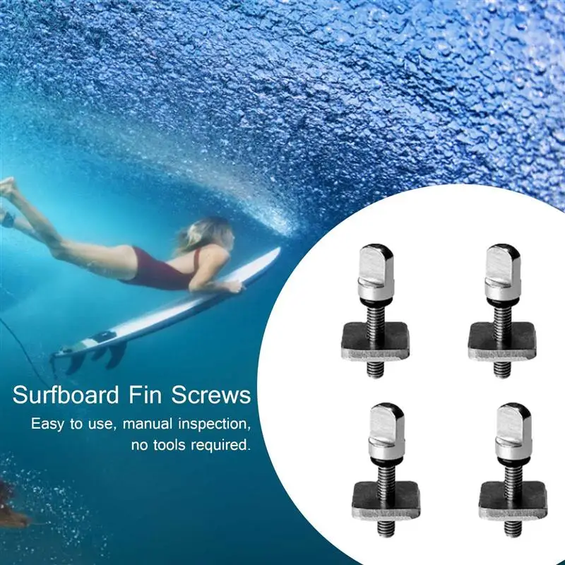 

4 Pcs Surfboards Fin Screws Stainless Steel Fin Screws Water Sports Surfing Universal Replacement Parts HOT SELL