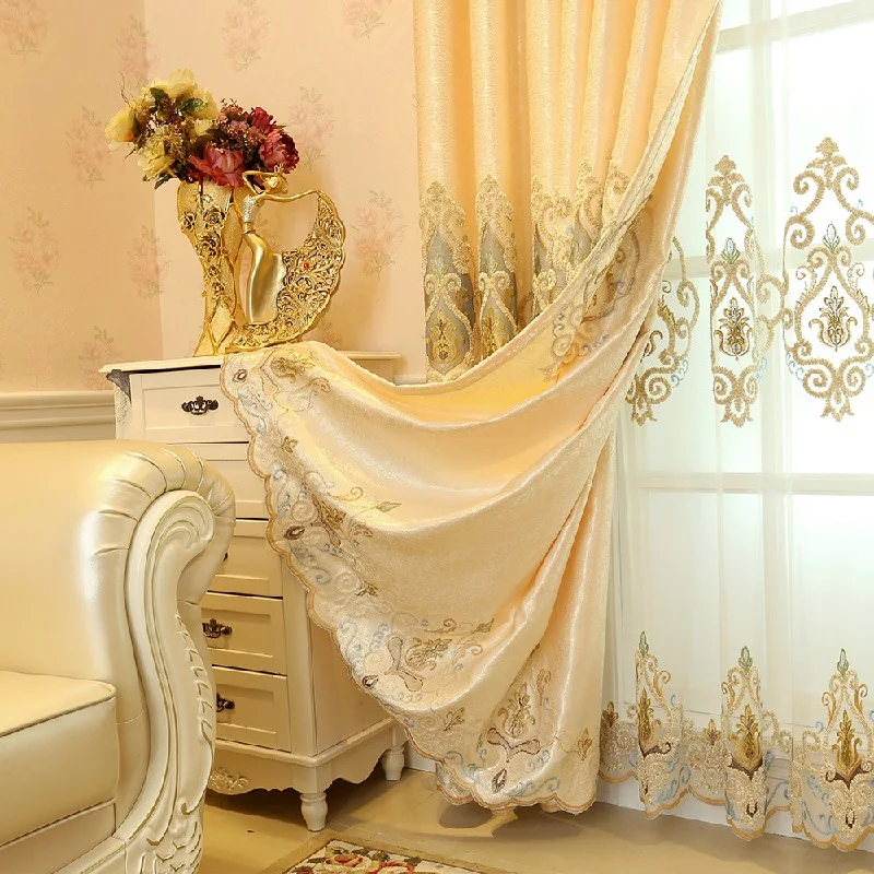 European-style Curtains Gold Crown Embroidered for Living Room Bedroom Tulle Valance Custom | Дом и сад