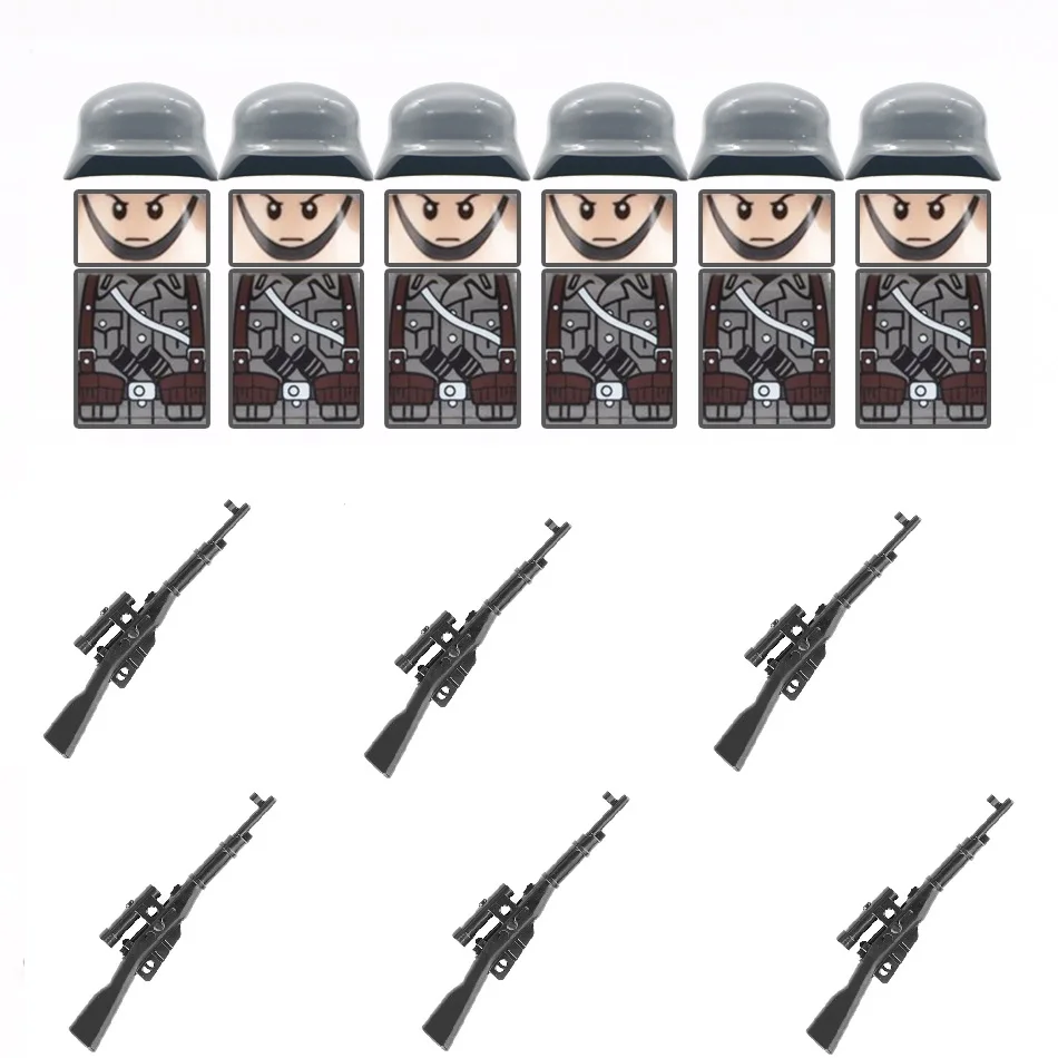 6 шт./лот солдат Mosin Nagant снайперская винтовка пушки MOC SWAT военное оружие playmobil