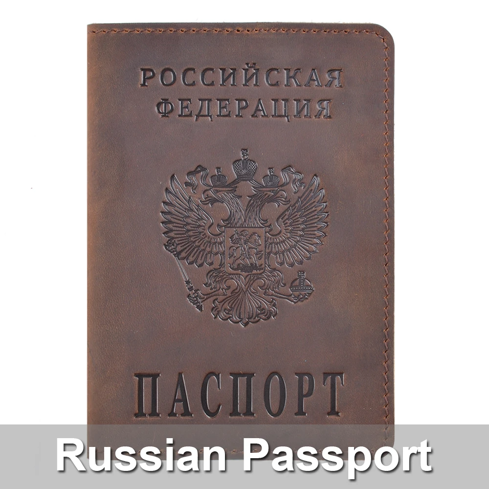 Чехол для паспорта из натуральной кожи, предназначенный для Российской Федерации, кожаный держатель для карт Crazy Horse, чехол для паспорта для деловых поездок