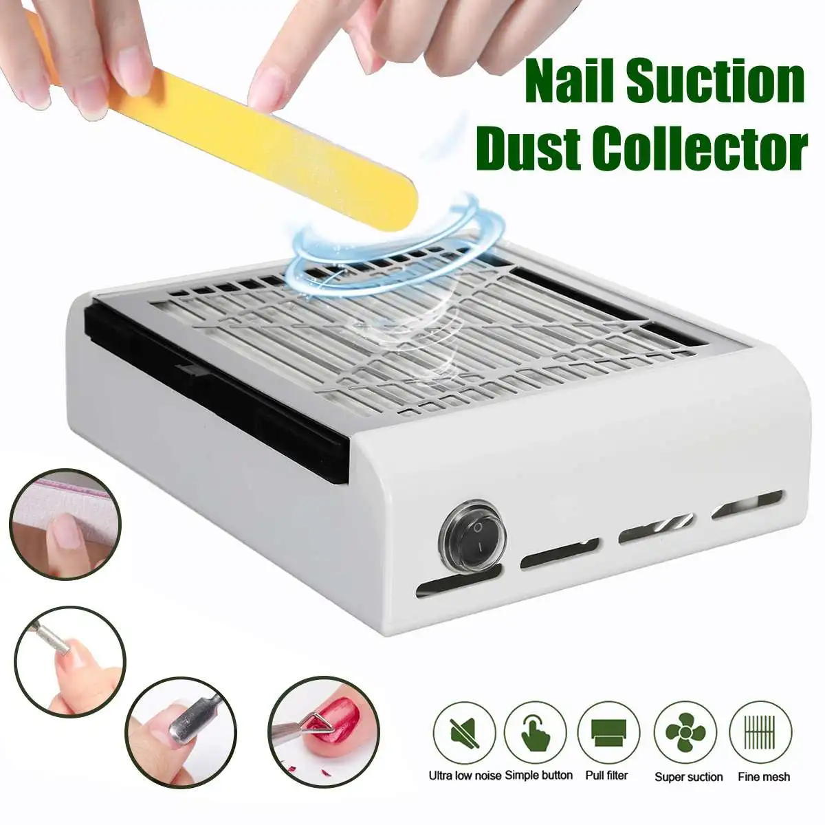 Пылесос вакуумный маникюрный многоразовый с фильтром и мощным вентилятором 40 Вт