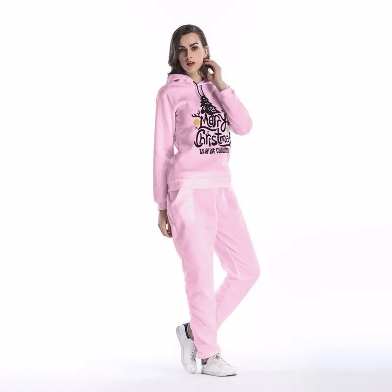 Зимние спортивные костюмы комплект из двух предметов с принтом Merry Christmas Женский