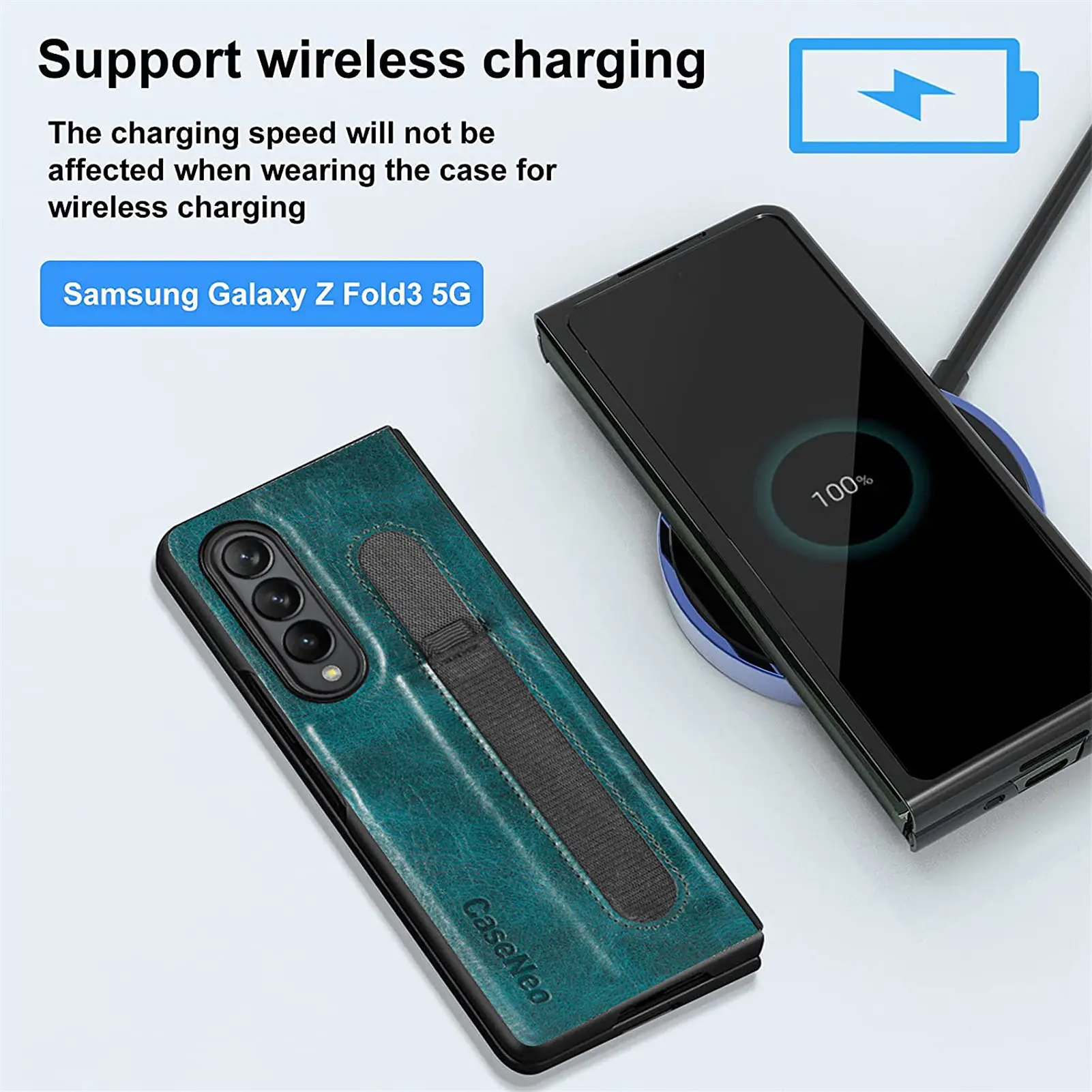 Fashion Logo Pen Holder Case for Samsung Galaxy Z Fold 3 5G PU+PC Cover Leather Pen slot Anti-knock luxury Cases for Fold3 F9260