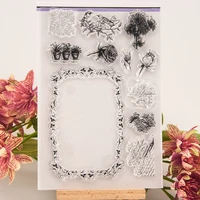 1015cm flower frame transparent clear silicone stamp seal cutting diy scrapbook rubber coloring embossing diary decor reusable