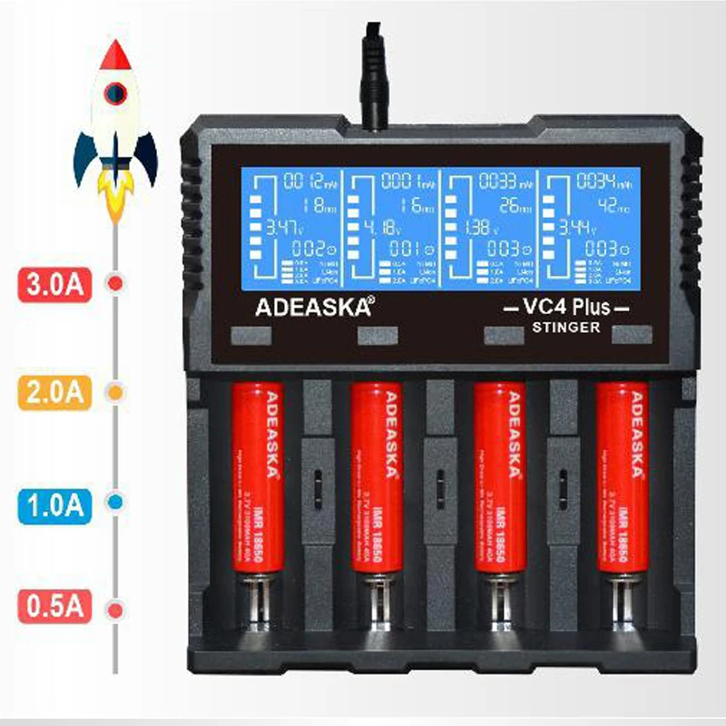 Для ADEASKA VC4 PLUS ЖК дисплей USB Быстрое интеллектуальное зарядное устройство для Li