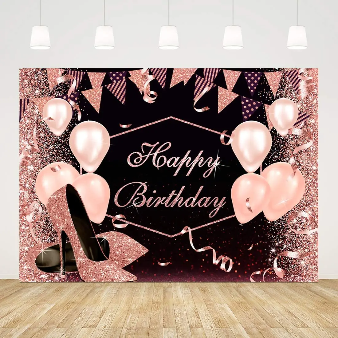 

Черный и розовый воздушный шар День Рождения фотография фон розовое золото блестящий высокий каблук фон для девочек девичьи праздники