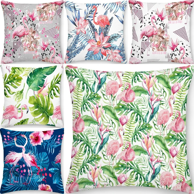 

Geometry Flamingo Pillowcase Soofa Bed Decor Cushion Cover for Bedroom Home Chair Decorations
