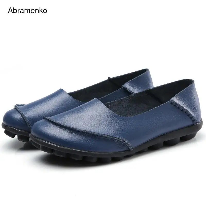 

Women Shoes Split Leather Summer Platform Shoes Woman Slip On Mother Loafers Ballet Flats Driving Shoes 7 Colors Size Plus 35-44