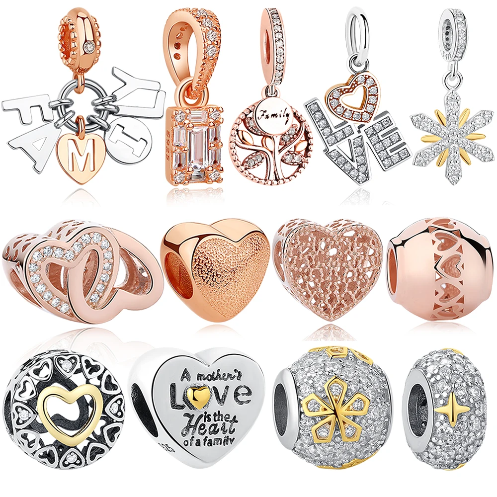 Оригинальный 925 стерлингового серебра очарование бисера сердце подвеска в виде