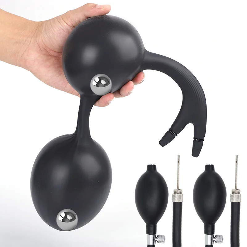 Inflatable Buttplug Built-in Steel Balls Huge Anal Plug Dilatador Ano Vaginal Silicone Men Prostate Massager But Plug Sex Toys