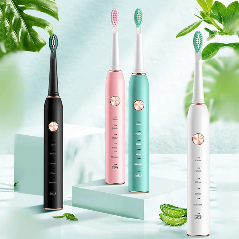 

Waterproof Dental Brush Teeth Whitening Timer Sonic Electric Toothbrush USB Rechargeable 5 Modes Ultrasonic Automatic Bush