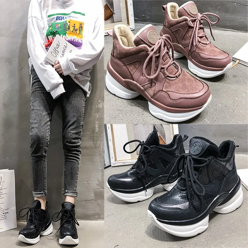 Fujin/зимние кроссовки из флиса и хлопка Модные плюшевые Прямая поставка