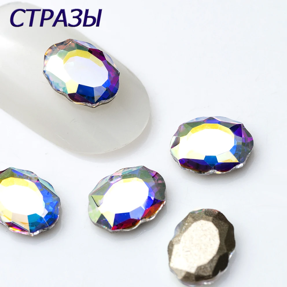 

Цветные кристаллы AB с плоской задней поверхностью, Блеск Стразы для ногтевого дизайна, стеклянные Типсы для маникюра, подвески, 3D украшение ...