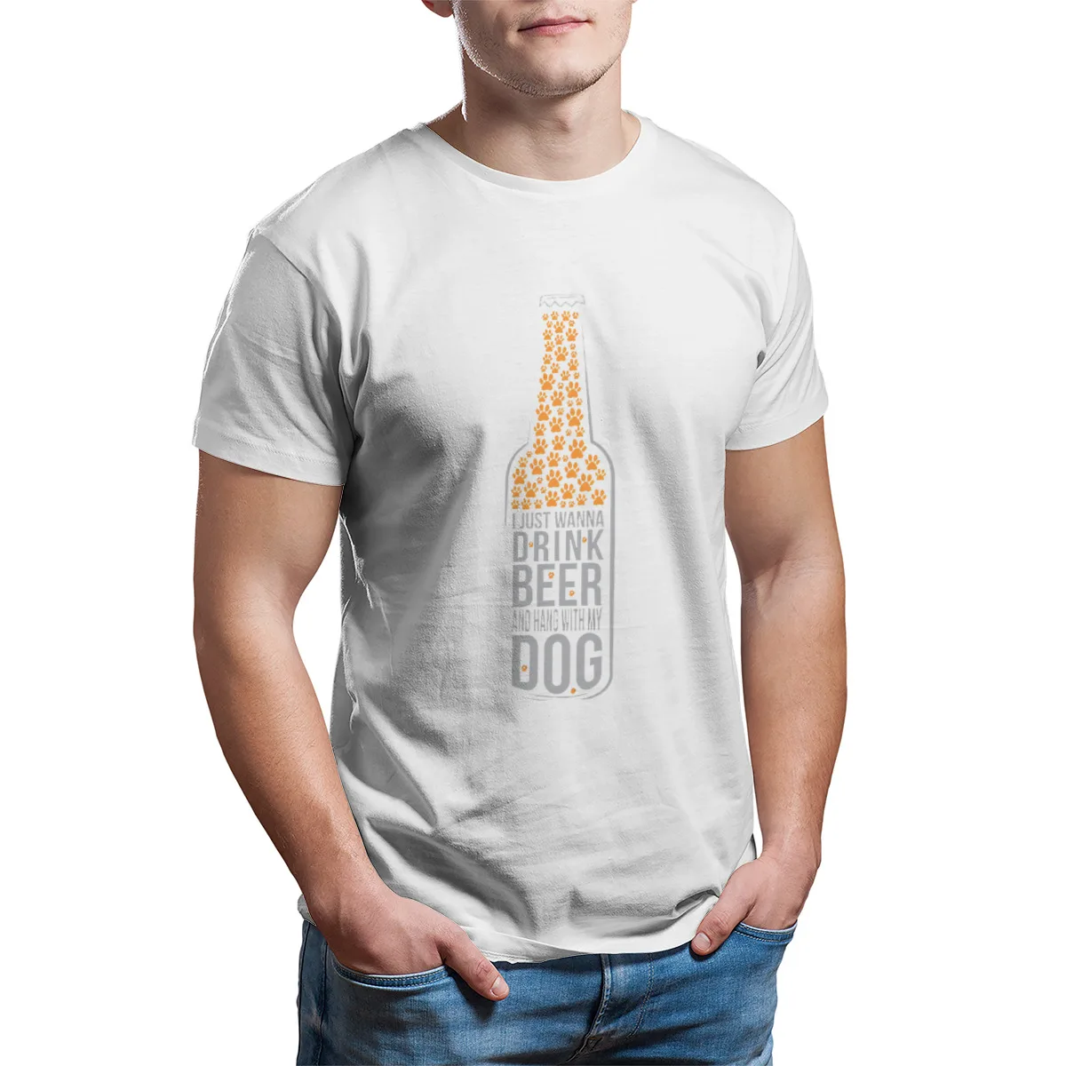 

I Just Wannna Drink Beer and Hang with Dog Men's T-Shirt