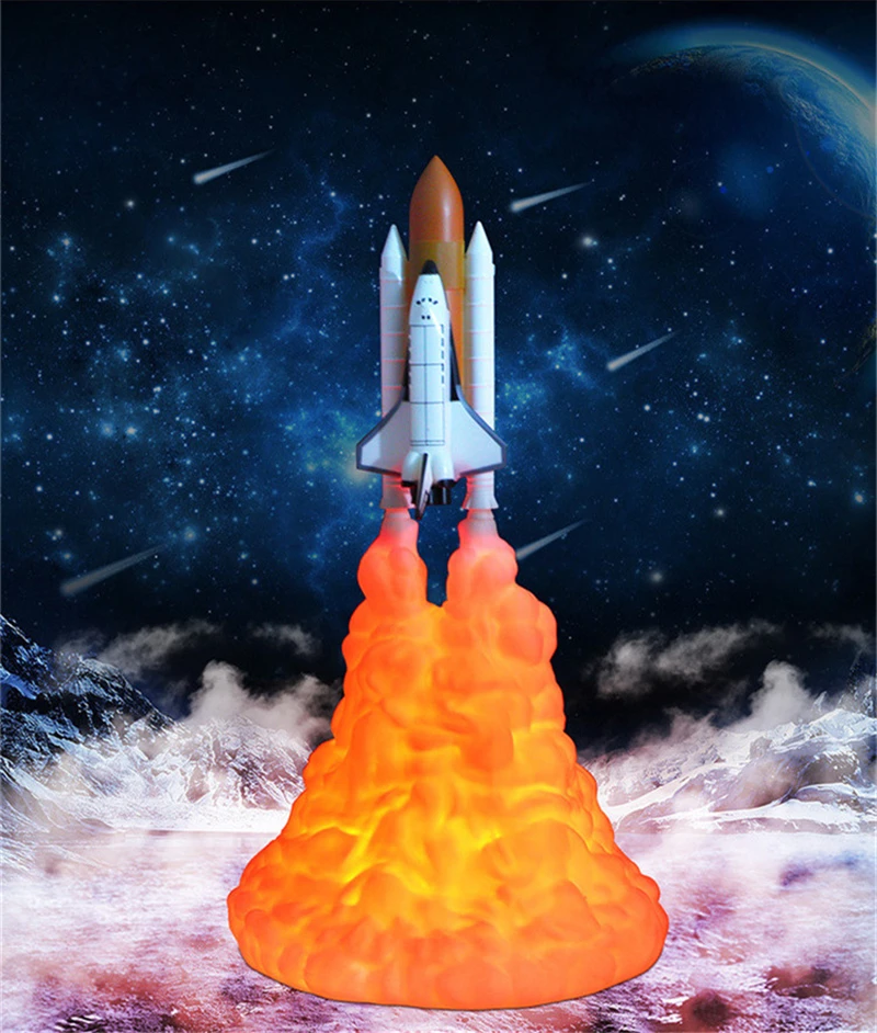 

PLA 3D Print Rocket Night Light Space Shuttle Model Night Lamp LED USB Charging Moon Lamp Rocket Children Gift Home Decor