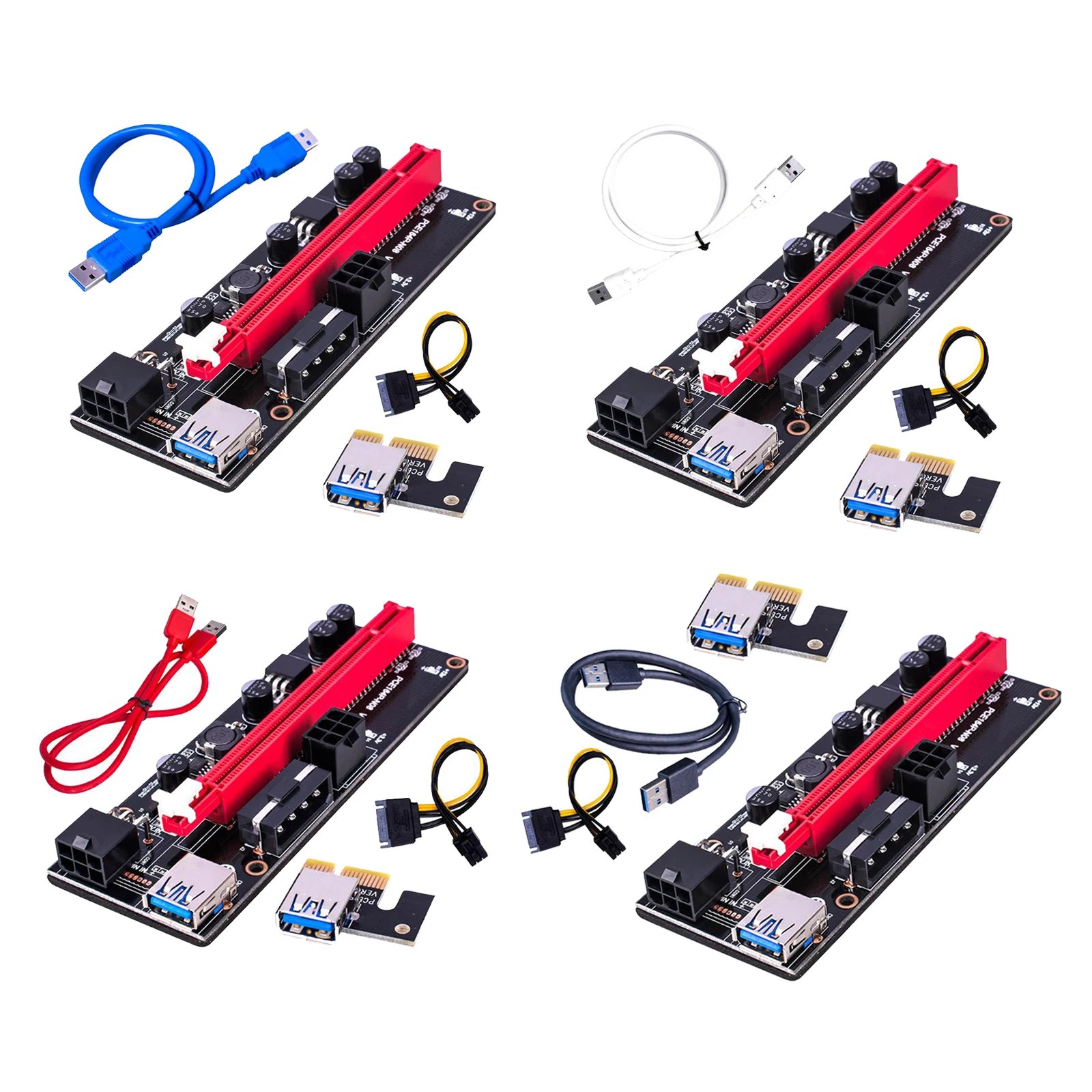 

PCI-E 1x to 16x Graphic Extension USB Adapter Card, 2X 6PIN and 3 Power Options