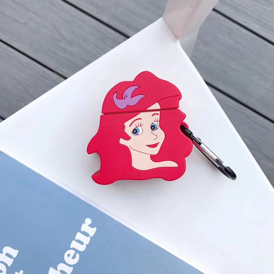 Ariel Для AirPods чехол 3D милый мультяшный слон инопланетянин чехол для наушников s для Apple Airpods 2 забавная Защитная крышка с кольцом на палец - Цвет: Ariel