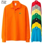 Рубашка-поло мужская с вышивкой, хлопок 100%, с длинным рукавом, Повседневная модная с лацканами, осень