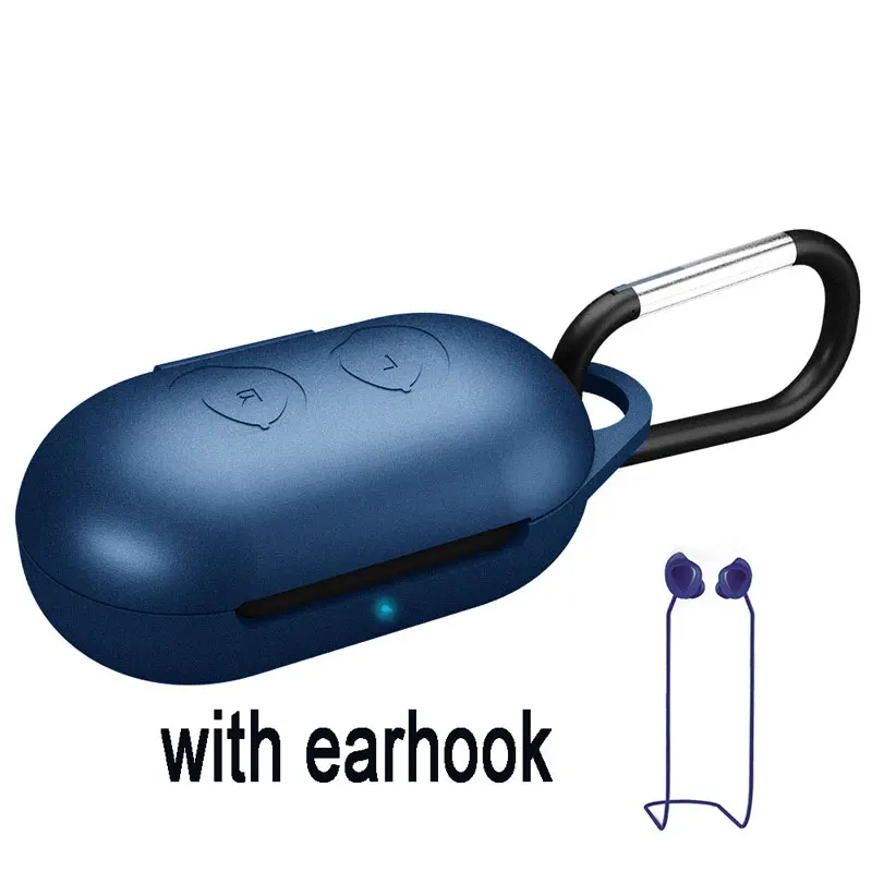 blue case earhook Защитный чехол для samsung Galaxy Buds наушники флип-открытый силиконовый чехол водонепроницаемый противоударный чехол s с карабином - Цвет: blue case earhook