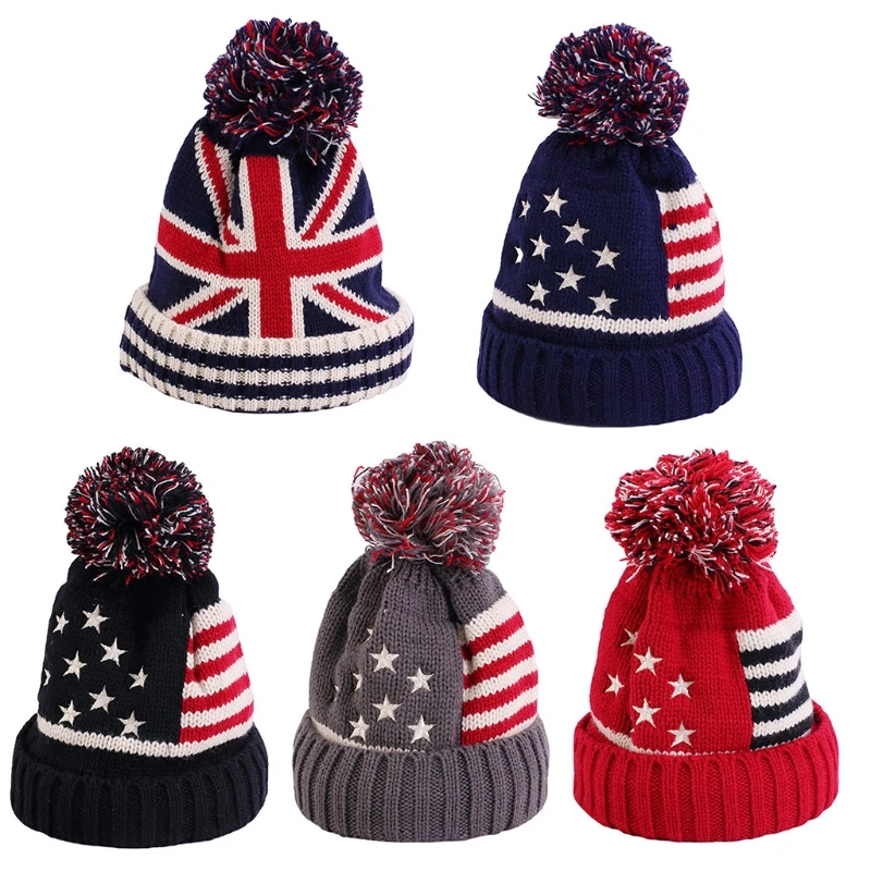 

L5YA 1x Knit Ball Acrylic Beanie Hat for Baby Girl Boy Autumn Winter Crochet