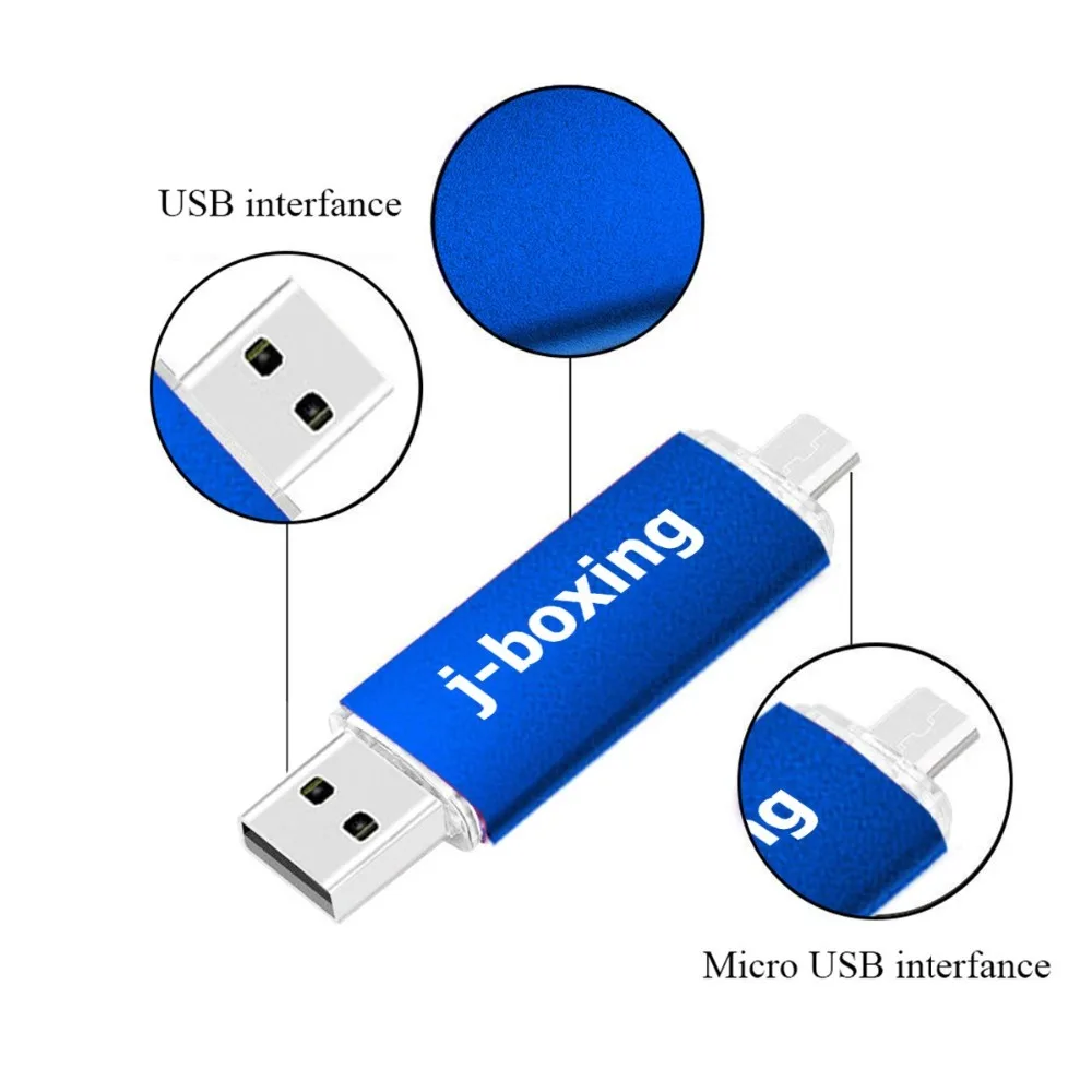 J-boxing OTG Micro USB флэш-накопитель 16 Гб флешки двойной порт USB 2,0 карта памяти для Android смартфон ПК Macbook планшет синий