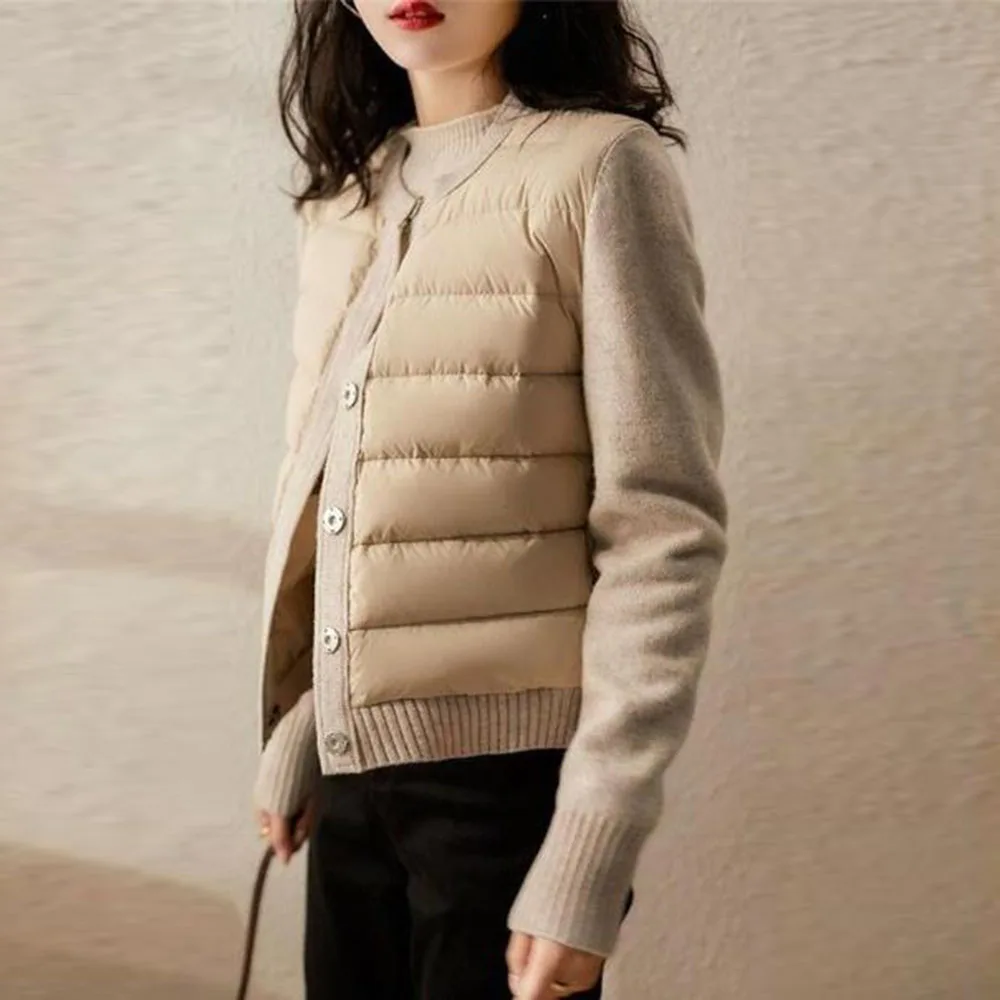 

Женский плотный вязаный кардиган, Модный повседневный минималистский однотонный Однобортный Теплый Дамский Топ с длинным рукавом и круглы...