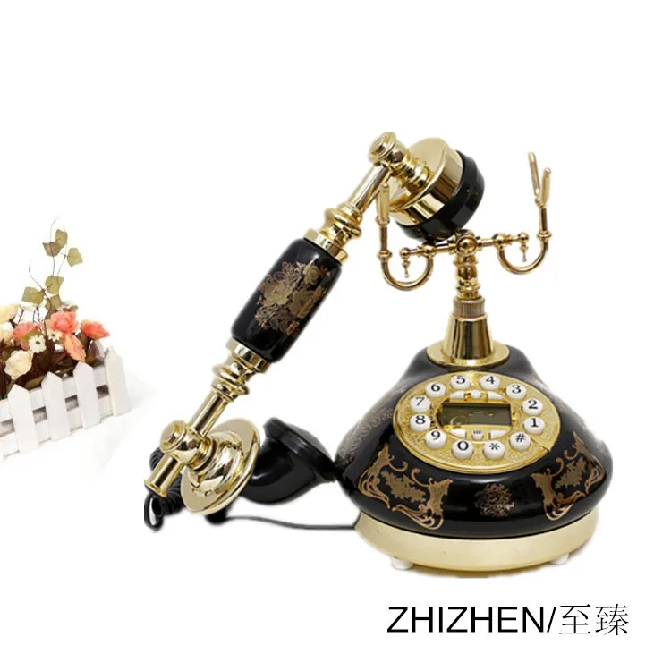 Черный бронзированный антикварный телефонный домашний винтажный проводный