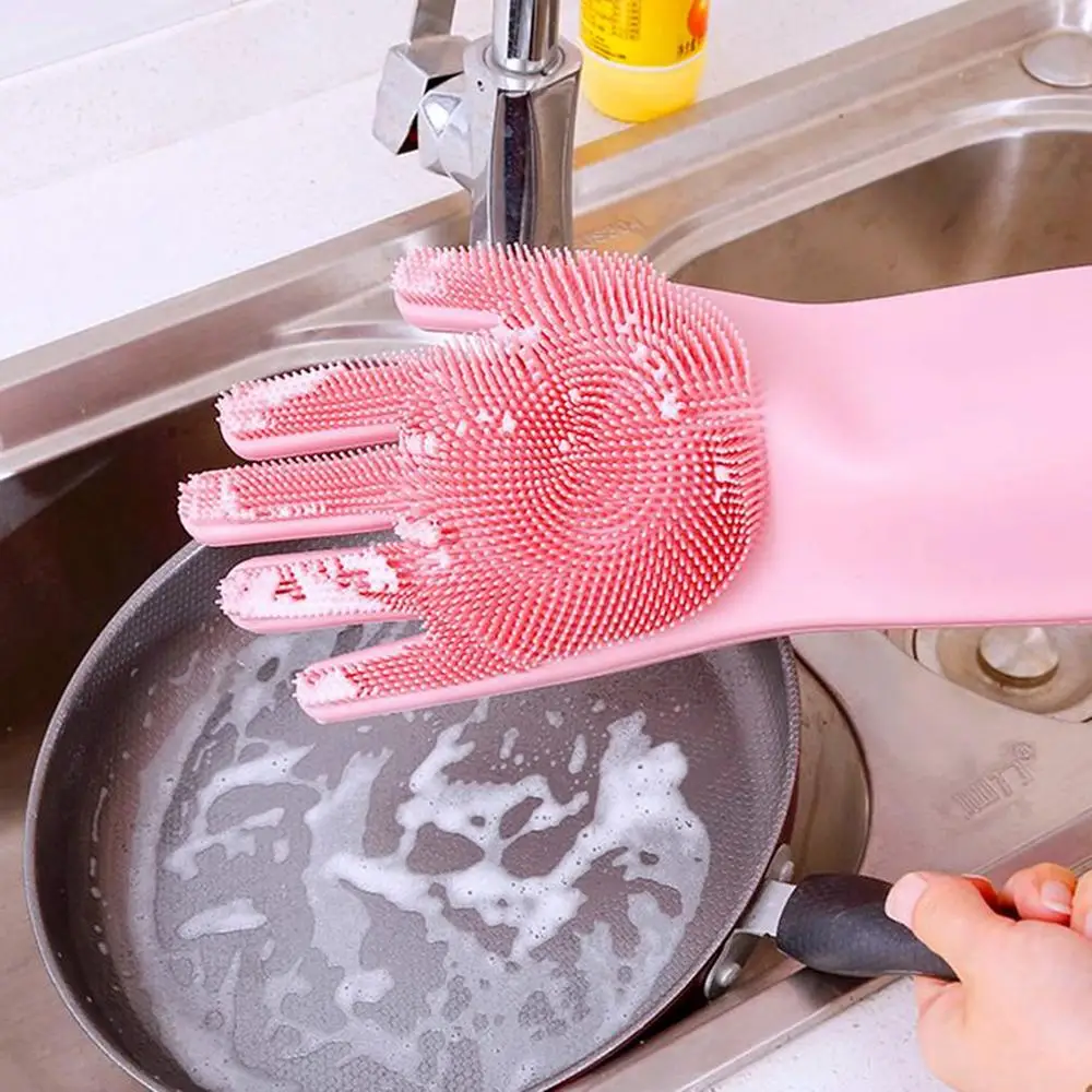 Силиконовая форма для мытья посуда уборки Перчатки Magic скруббер губчатые