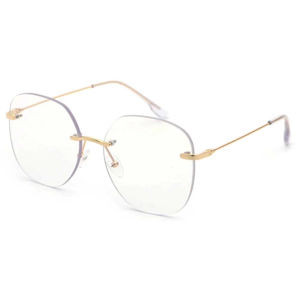 

Veshion Rimless Eyeglass Frame Optical Women 2021 Clear Lens Metal Big Square Eye Glasses Frames for Men Gold Silver