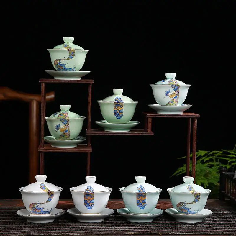 Ручная роспись Gaiwan чайный набор керамика кунг-фу чайная чашка чаша фарфоровый