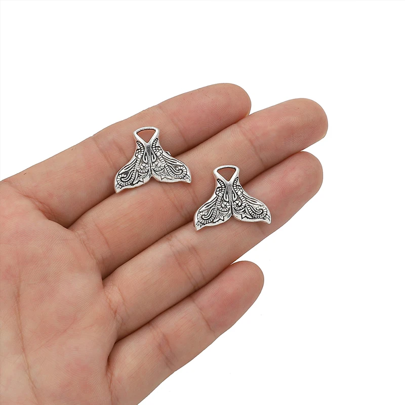 

10pcs 16x20.5mm Antique Silver Color Whale Tail Charms Pendant For Jewelry Making DIY Jewelry Findings