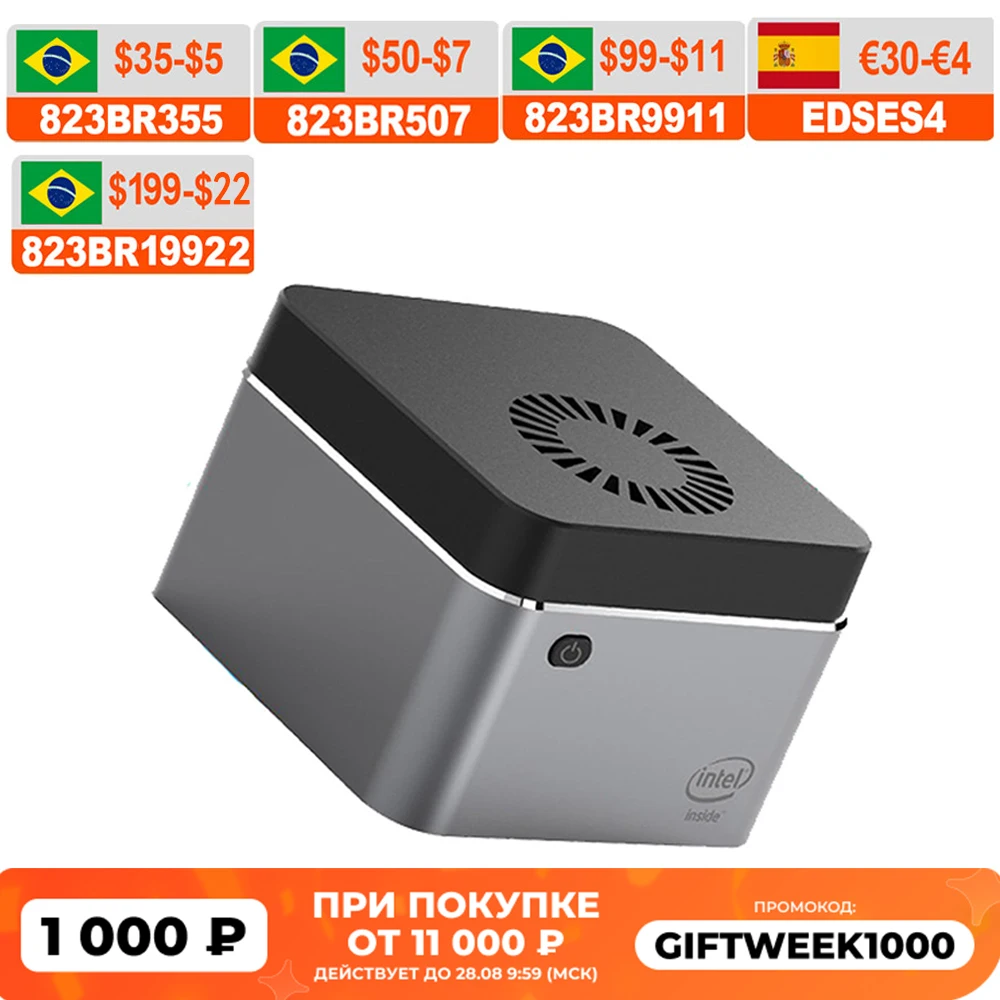 M1T мини-ПК Windows 10 Pro Linux Intel Celeron J4125 четырехъядерный DDR4 8 Гб 128 ГБ 256 SSD USB-C портативный